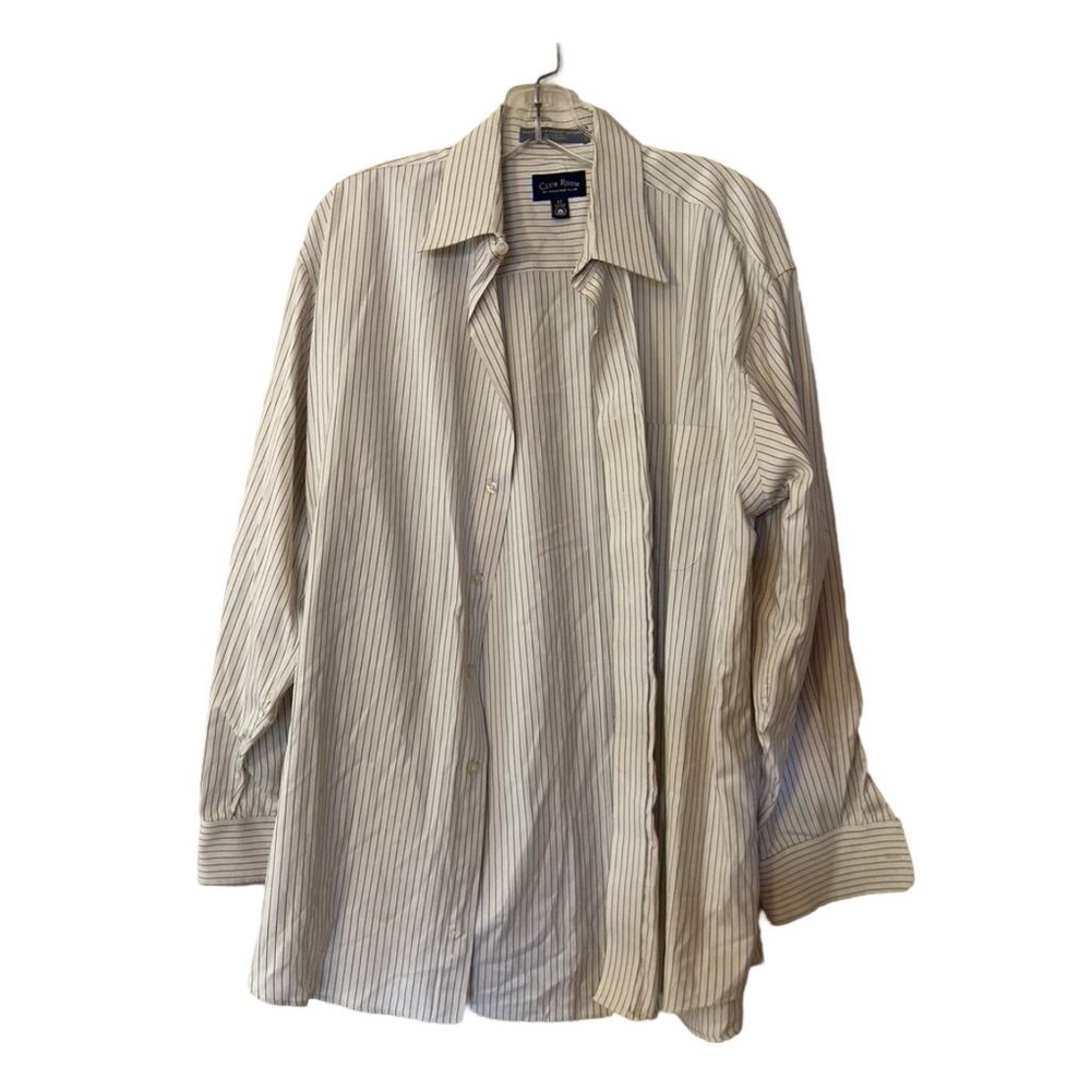 Club Room by Charter Club Blue Striped Button-Up Long Sleeve Shirt - size 17